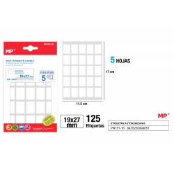 Etiquetas blancas d=19x27mm 125u 5hojas