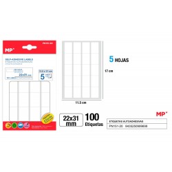 Etiquetas blancas d=22x32mm 100u 5hojas