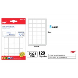 Etiquetas blancas d=24x24mm 120u 5hojas