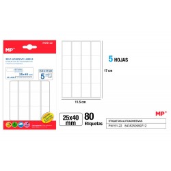 Etiquetas blancas d=25x40mm 80u 5hojas