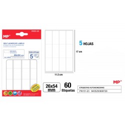 Etiquetas blancas d=26x54mm 60u 5hojas