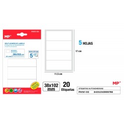 Etiquetas blancas d=38x102mm 20u 5hojas