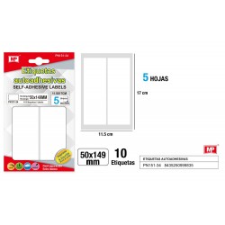 Etiquetas blancas d=50x149mm 10u 5hojas