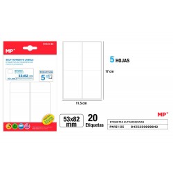 Etiquetas blancas d=53x82mm 20u 5hojas