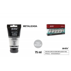 Pintura acrílica tubo 75ml plata metalizado