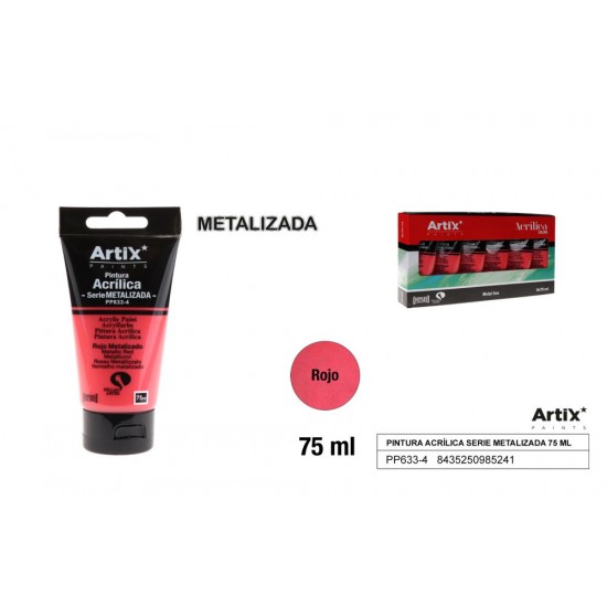 Pintura acrílica tubo 75ml rojo metalizado