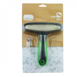 Peine doble con puás oblícuas(W15*L17cm,Gris Oscuro&Verde,perros)