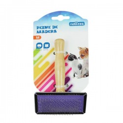 Peine con mango de madera(M,W9*L12.5cm,Madera natural,perro & gato)