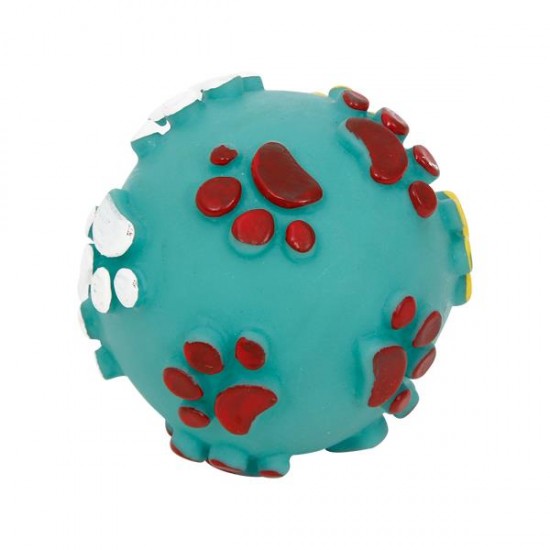 Juguete de goma con estampado de huellas(D7.5cm,Azul,perros)