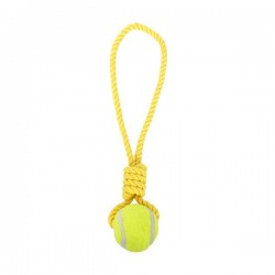 Cuerda sencilla de algodón con pelota de tenis(L38.1cm,Amarillo,perros)