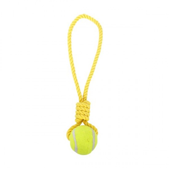 Cuerda sencilla de algodón con pelota de tenis(L38.1cm,Amarillo,perros)