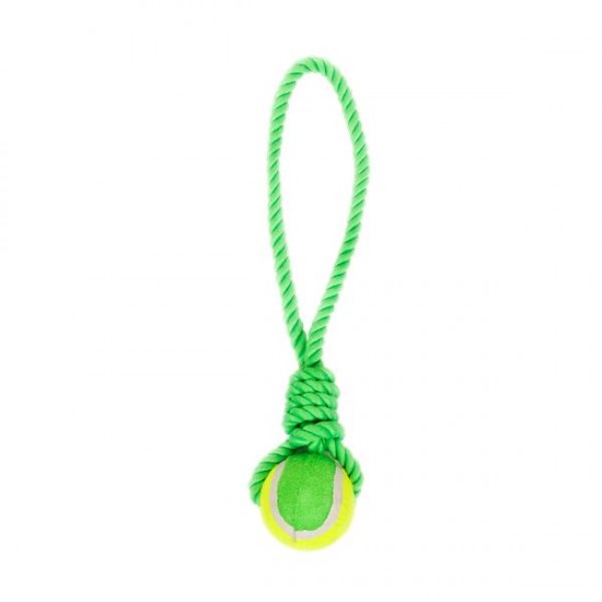 Cuerda sencilla de algodón con pelota de tenis(L38.1cm,Verde,perros)