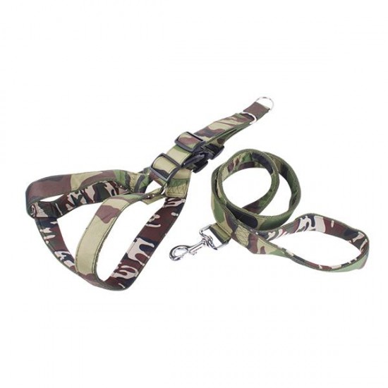 Set de camuflaje de correa y arnés de parches de camuflaje(M,W3.0*L120cm W3.0*L60-80cm, perros)