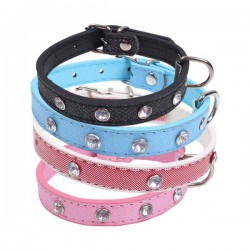 Collar PU de diamantes(W1.5*L23-30cm, gatos)