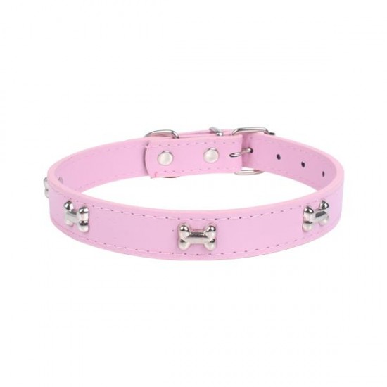 Collar con hueso de metal(S,W1.5*L24-33cm, perros)