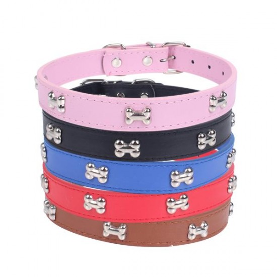 Collar con hueso de metal(M,W2.0*L34-43cm, perros)