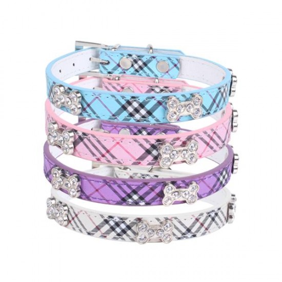 Collar con rayas y brillantes(W1.5*L25-32cm, perros)