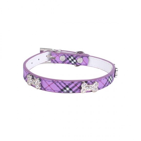 Collar con rayas y brillantes(W1.5*L25-32cm, perros)