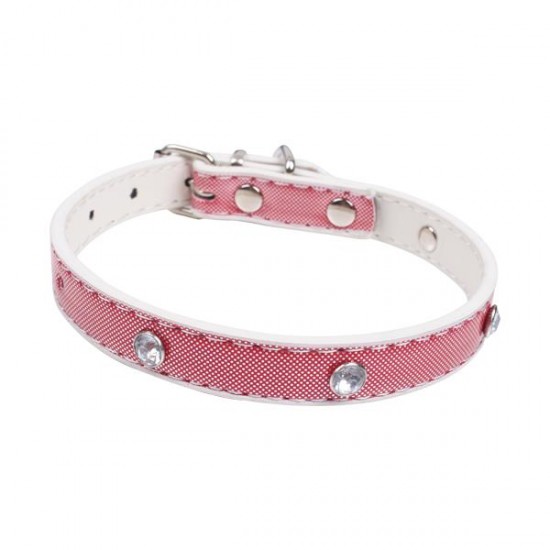 Collar PU de diamantes(W1.5*L25-32cm, perros)