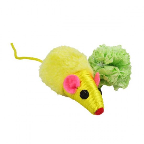 Ratón de peluche(L15cm/D5cm,Amarillo,gatos)