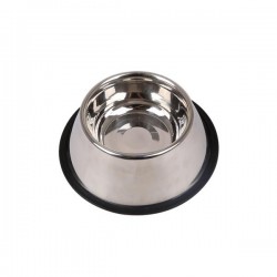 Comedero de acero inoxidable con base antideslizante(D24.4*H7.7cm,perros,Acero inoxidable)