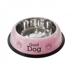 Bol de acero inoxidable con decoración de patas(L,D22.5*H5.2cm, perros,Acero inoxidable)