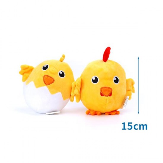 Peluche gallina/cáscara de huevo h15cm amarillo