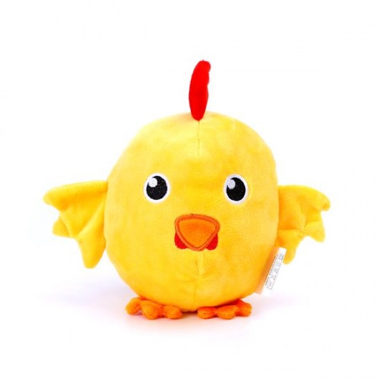 Peluche gallina/cáscara de huevo h15cm amarillo