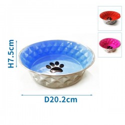 Comedero de caucho bonificado diamante con acabado cerámico estampado de patas d20.2*h7.5cm