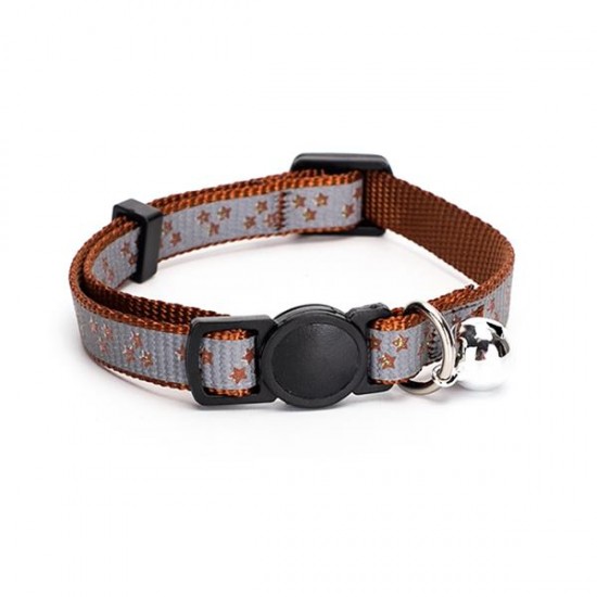 Collar de gato con cinta reflectante y estrella de brillo impreso w1.0*l20-30cm