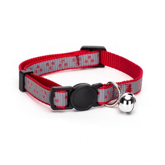 Collar de gato con cinta reflectante y estrella de brillo impreso w1.0*l20-30cm