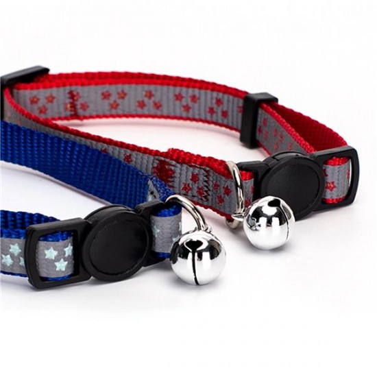 Collar de gato con cinta reflectante y estrella de brillo impreso w1.0*l20-30cm