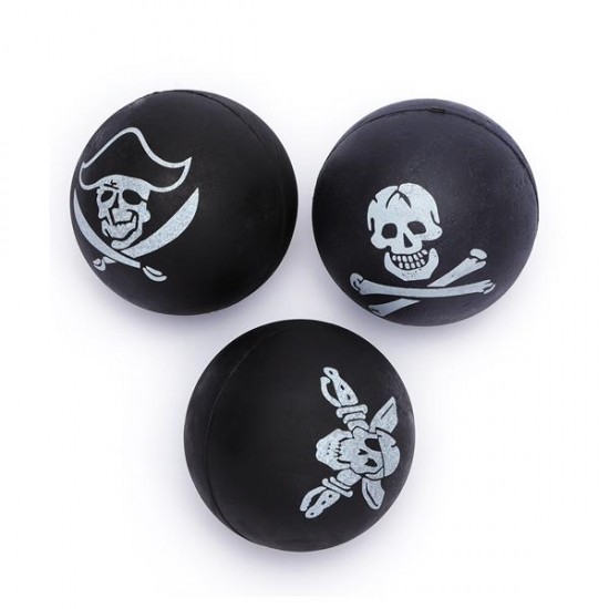 Pelota de goma espuma pirata d5.7cm negro