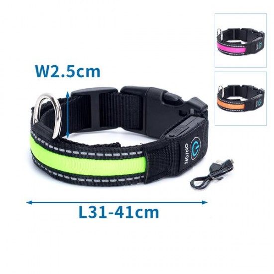 Usb recargable led collar de perro w2.5* l31-41cm(xs)