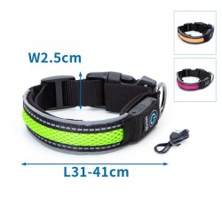 Usb recargable led collar de perro w2.5 * l31-41cm(s)