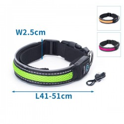 Usb recargable led collar de perro w2.5 * l41-51cm(m)