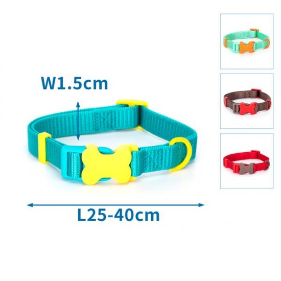 Collar de perro de nylon de color w1.5*l25-40cm