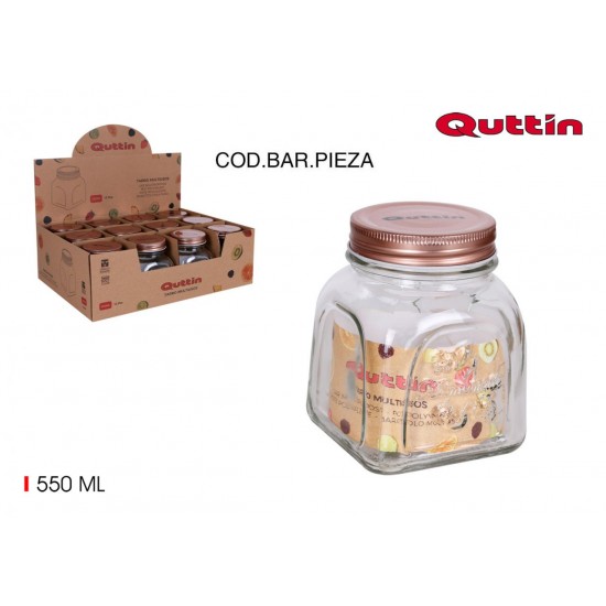 24 tarro vidrio multiusos 550ml copper quttin