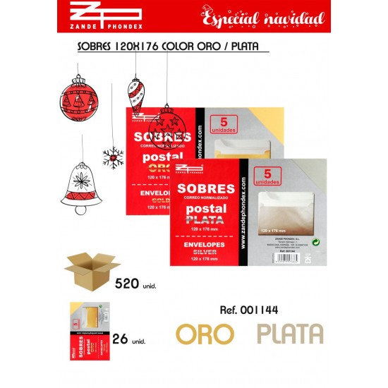 Sobres 120x176 oro/plata Sobres 120x176 oro/plata